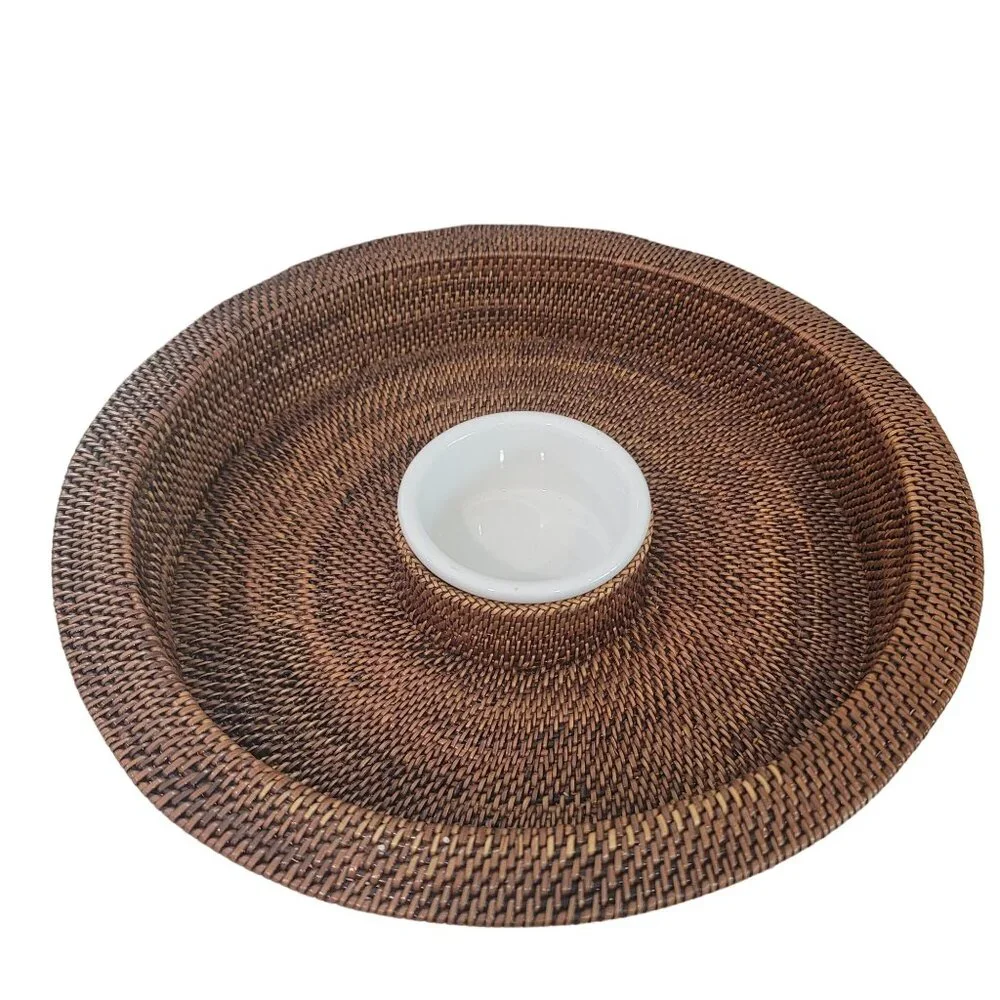 Williams-Sonoma Woven Chip & Dip Serving Tray With Ceramic Bowl